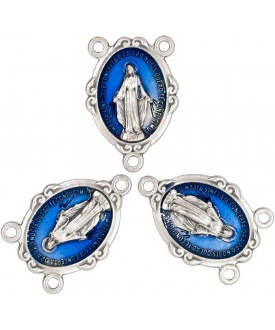 Miraculous Medal Rosary Center Beads | Blue or Silver-tone | Great for DIY Rosaries, Jewelry, and Chaplets | Catholic Religio...