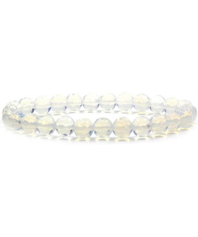 Handmade Gem Semi Precious Gemstone 8mm Round Beads Stretch Bracelet 7" Unisex Faceted Opalite Glass $8.11 Bracelets