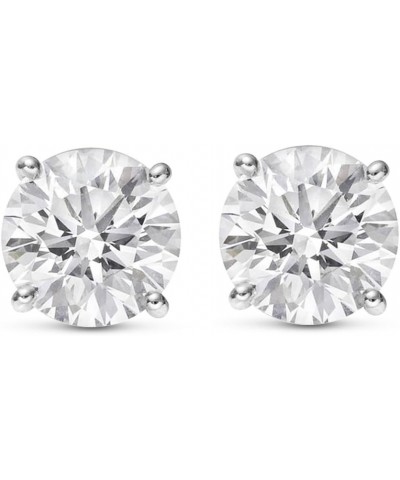 1/4-2 Carat Total Weight GIA Certified Round Diamond Stud Earrings 4 Prong Push Back (D-E Color VS1-VS2 Clarity) 0.5 Carat Pl...