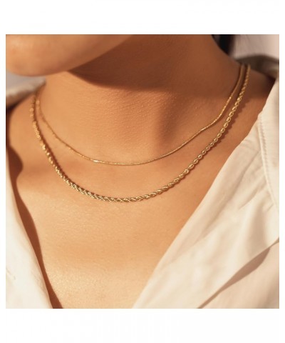 Cowlyn Herringbone Flat Snake Necklace,14K Gold Plated Satellite Bead Choker Layered Chain Necklaces for Women Girl Gifts Dai...