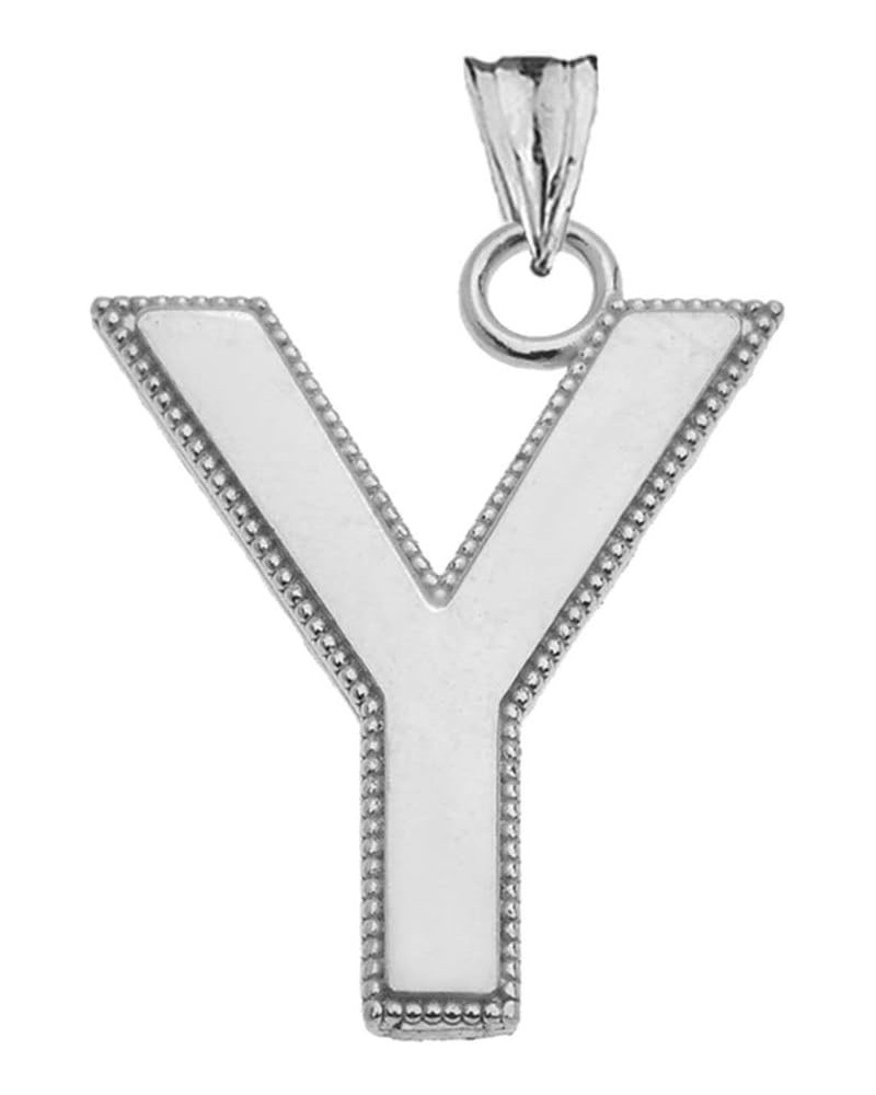 Elegant Sterling Silver Personalized Milgrain Initial A-Z Charm Pendant in Satin Finish Y $9.53 Necklaces