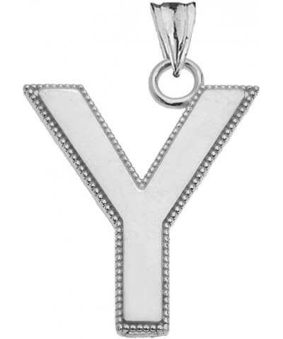 Elegant Sterling Silver Personalized Milgrain Initial A-Z Charm Pendant in Satin Finish Y $9.53 Necklaces