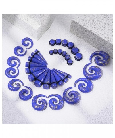 00G-20mm Ear Stretching Kit 36PCS Big Gauge Taper Kit Large Acrylic Tunnel Plug Spiral Set 36pcs Gloden Line, Dark Blue $17.0...