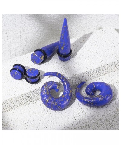 00G-20mm Ear Stretching Kit 36PCS Big Gauge Taper Kit Large Acrylic Tunnel Plug Spiral Set 36pcs Gloden Line, Dark Blue $17.0...