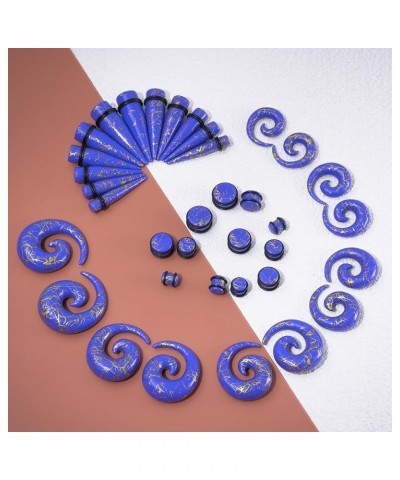 00G-20mm Ear Stretching Kit 36PCS Big Gauge Taper Kit Large Acrylic Tunnel Plug Spiral Set 36pcs Gloden Line, Dark Blue $17.0...