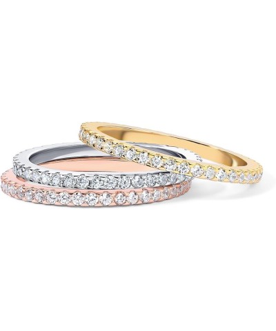 14K Gold Plated Solid 925 Sterling Silver CZ Simulated Diamond Stackable Ring Eternity Bands for Women 7.5 Pack $18.67 Rings