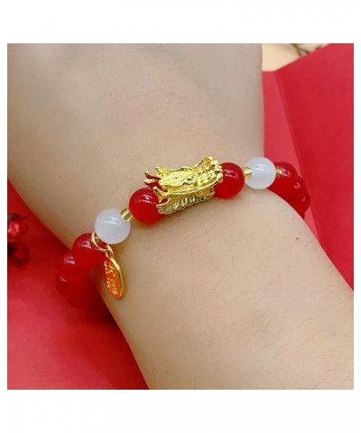 2024 Chinese New Year Dragon Bracelets for Women, Handmade Crystal Feng Shui Lucky Amulet Dragon Stretch Bracelet for Men Boy...