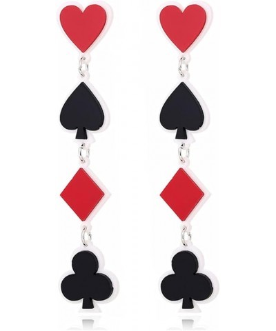 Asymmetric Poker Card Earrings for Women Girls Fashion Funny Gold Plated Red Hearts and Black Spades Playing Cards Ace Dangle...