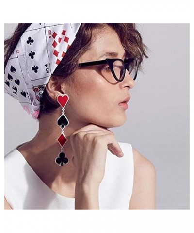 Asymmetric Poker Card Earrings for Women Girls Fashion Funny Gold Plated Red Hearts and Black Spades Playing Cards Ace Dangle...