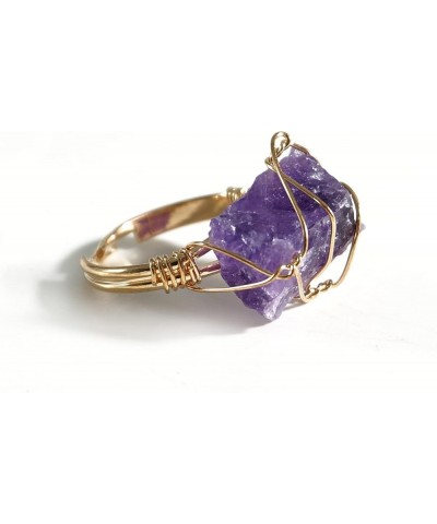 Amethyst Energy Set 1Pcs Natural Amethyst Ring Wire Wrapped Adjustable Ring 1Pcs Natural Amethyst Crystal Necklace with Black...