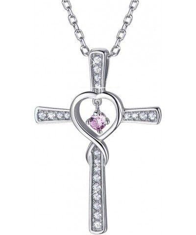 925 Sterling Silver Birthstone Pearl Infinity Cross/Infinity Symbol Pendant Necklace for Women (with Gift Box) infinity cross...