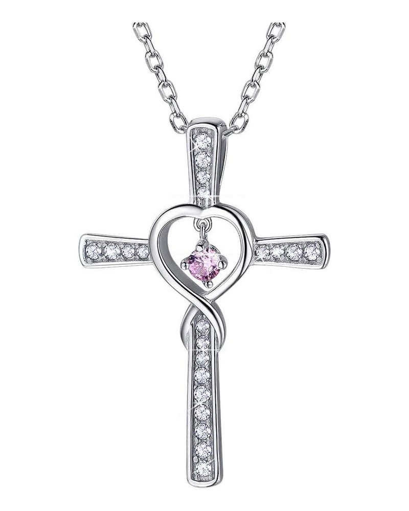 925 Sterling Silver Birthstone Pearl Infinity Cross/Infinity Symbol Pendant Necklace for Women (with Gift Box) infinity cross...