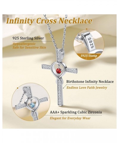 925 Sterling Silver Birthstone Pearl Infinity Cross/Infinity Symbol Pendant Necklace for Women (with Gift Box) infinity cross...