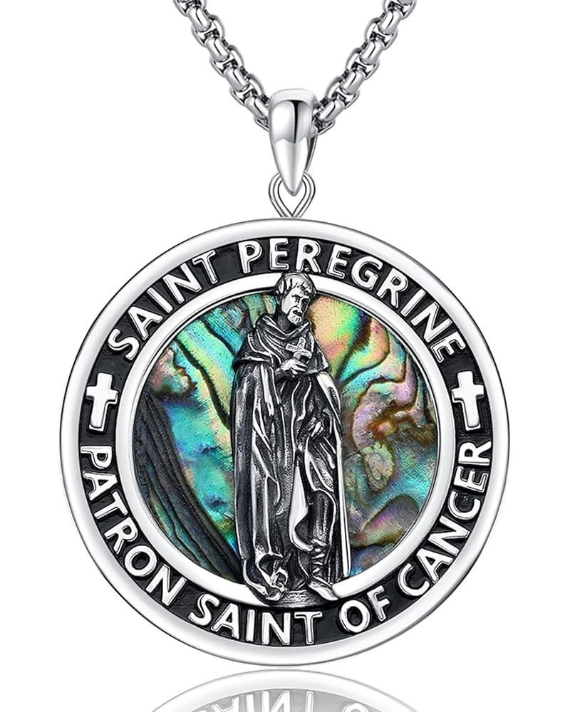 925 Sterling Silver St Michael/St Peregrine/Virgin Mary/St Francis/St Anthony/St Joseph/Baphomet Necklace for Men Women Amule...