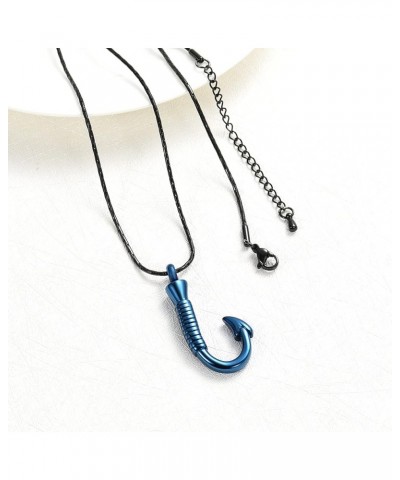 Cremation Jewelry for Ashes Urn Memorial Necklace Fish Hook Design Stainless Steel Pendant Keepsake Ashes Holder Blue $10.25 ...