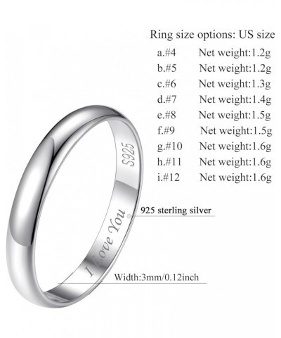 925 Sterling Silver Band Rings for Women Girls Simple Engagement Wedding Band Size 4 to 12 Width 2mm/3mm/5mm, with Gift Box 3...