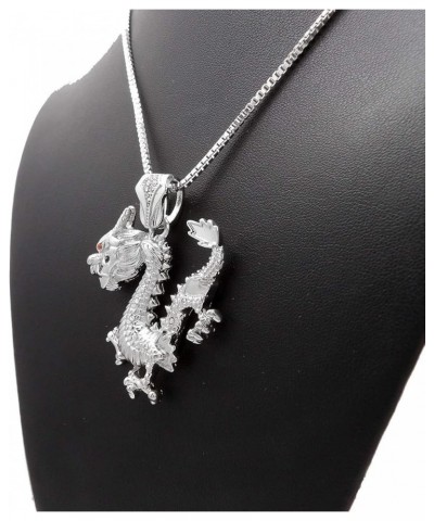 Hip Hop Stone Stud Dragon Pendant Box, Cuban, Rope Chain Necklace Silver / Box Chain 20.0 Inches $8.80 Necklaces