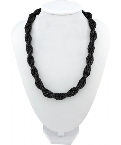 Fashion Seed Beads Statement Collar Necklace for Women (NK-10408) black $8.66 Necklaces