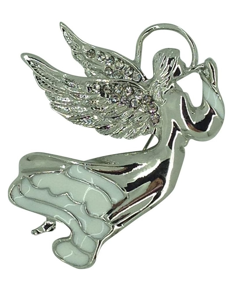 Guardian Angel Pin Brooch Rhodium Plated with Czech Crystals $15.03 Brooches & Pins