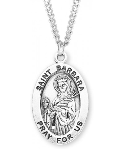 Sterling Silver Oval Patron Saint Medal St. Barbara 1 $23.01 Necklaces