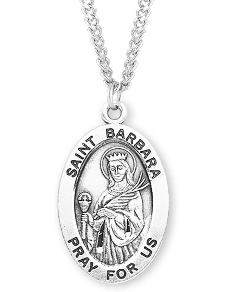 Sterling Silver Oval Patron Saint Medal St. Barbara 1 $23.01 Necklaces