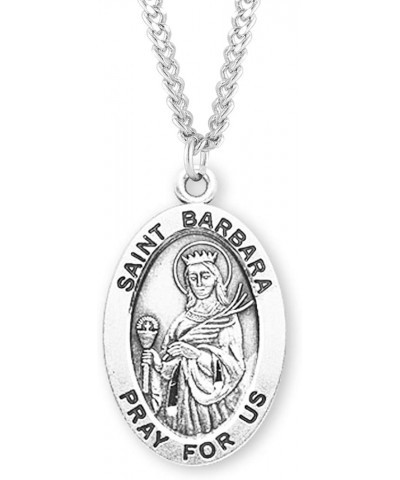 Sterling Silver Oval Patron Saint Medal St. Barbara 1 $23.01 Necklaces