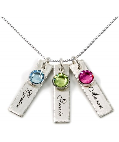 Unity in Three Personalized Charm Necklace. Customize 3 Sterling Silver Rectangular Pendants with Names of Your Choice. Gifts...