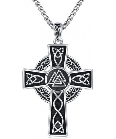 Celtic Cross Necklace 925 Sterling Silver Cross Pendant Necklace Celtic Viking Irish Jewelry Religious Protective Gift For Me...