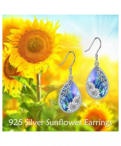 Teardrop Drop Dangle Earrings Sterling Silver Vintage Earrings Jewelry Birthday Gifts for Women Sunflower $13.50 Earrings