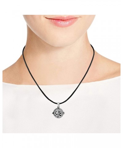 Mystical Eye of Horus .925 Sterling Silver Sphere Shaped Locket Pendant Rubber Cord Necklace $16.50 Necklaces