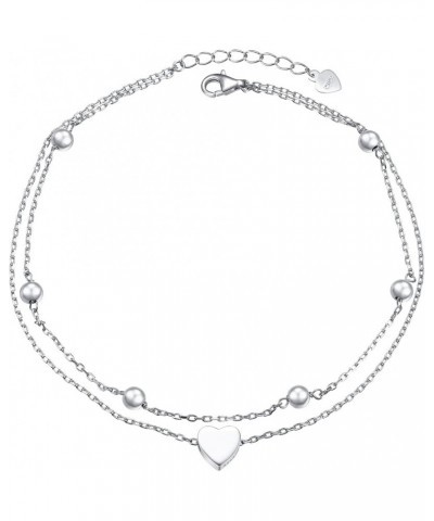 Anklet for Women S925 Sterling Silver Adjustable Foot Ankle Bracelet Heart 9+1 $17.55 Anklets