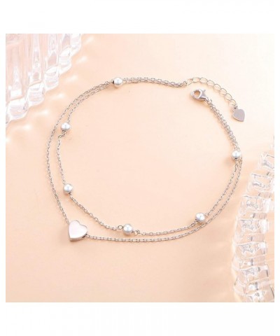 Anklet for Women S925 Sterling Silver Adjustable Foot Ankle Bracelet Heart 9+1 $17.55 Anklets