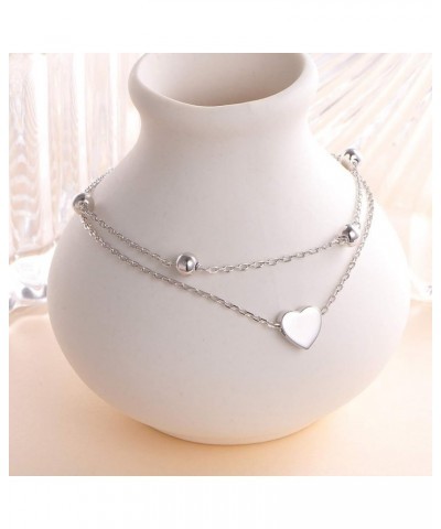 Anklet for Women S925 Sterling Silver Adjustable Foot Ankle Bracelet Heart 9+1 $17.55 Anklets