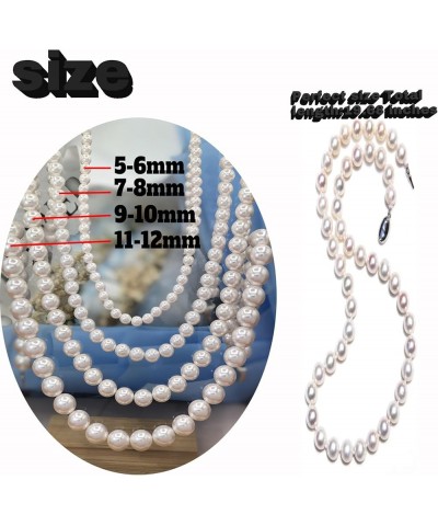 Round Pearl Necklace for Women Silver White AAA+ Quality Freshwater Pearl 19.68 inch pearl necklaces set with Pea Clasp Jewel...