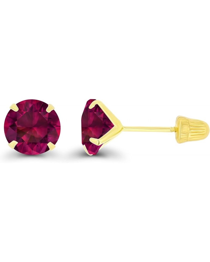 Solid 14k Gold Hypoallergenic 6mm Round Birthstone Solitaire Prong Set Screw Back Stud Earrings Ruby Created Yellow Gold $36....