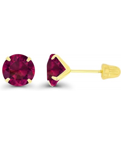 Solid 14k Gold Hypoallergenic 6mm Round Birthstone Solitaire Prong Set Screw Back Stud Earrings Ruby Created Yellow Gold $36....