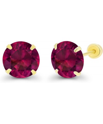 Solid 14k Gold Hypoallergenic 6mm Round Birthstone Solitaire Prong Set Screw Back Stud Earrings Ruby Created Yellow Gold $36....