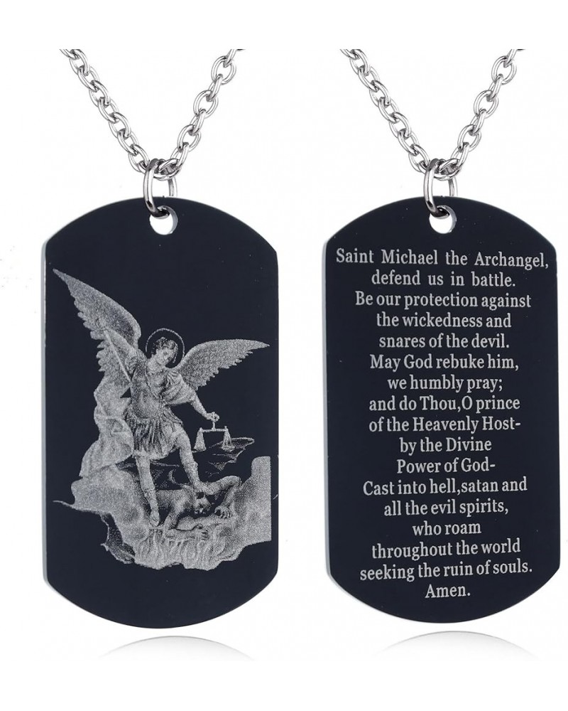 To My Fiance Fiancee Dog Tag Necklace Future Husband Wife Boyfriend Girlfriend Valentine Gift-C5 St.Michael Defend us in Batt...