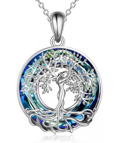 Tree of Life Necklace for Mother's Day Gifts 925 Sterling Silver Crystal Tree of Life Pendant Necklace Tree of Life Jewelry f...