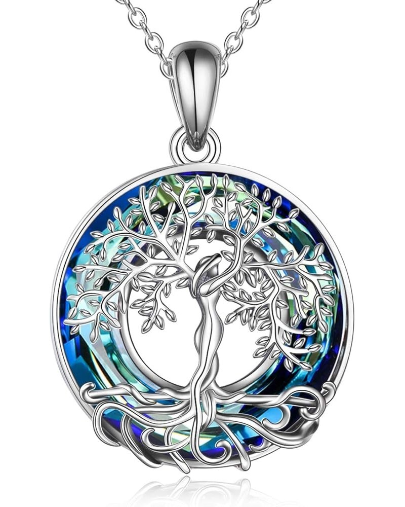 Tree of Life Necklace for Mother's Day Gifts 925 Sterling Silver Crystal Tree of Life Pendant Necklace Tree of Life Jewelry f...