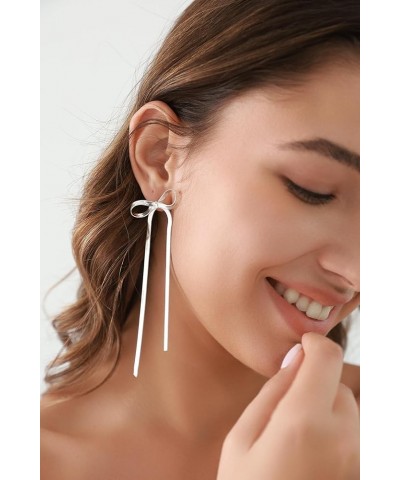 Bow Earrings Gold Silver Ribbon Dangle Earrings for Women Jewelry Gift Gold-2 $11.59 Earrings