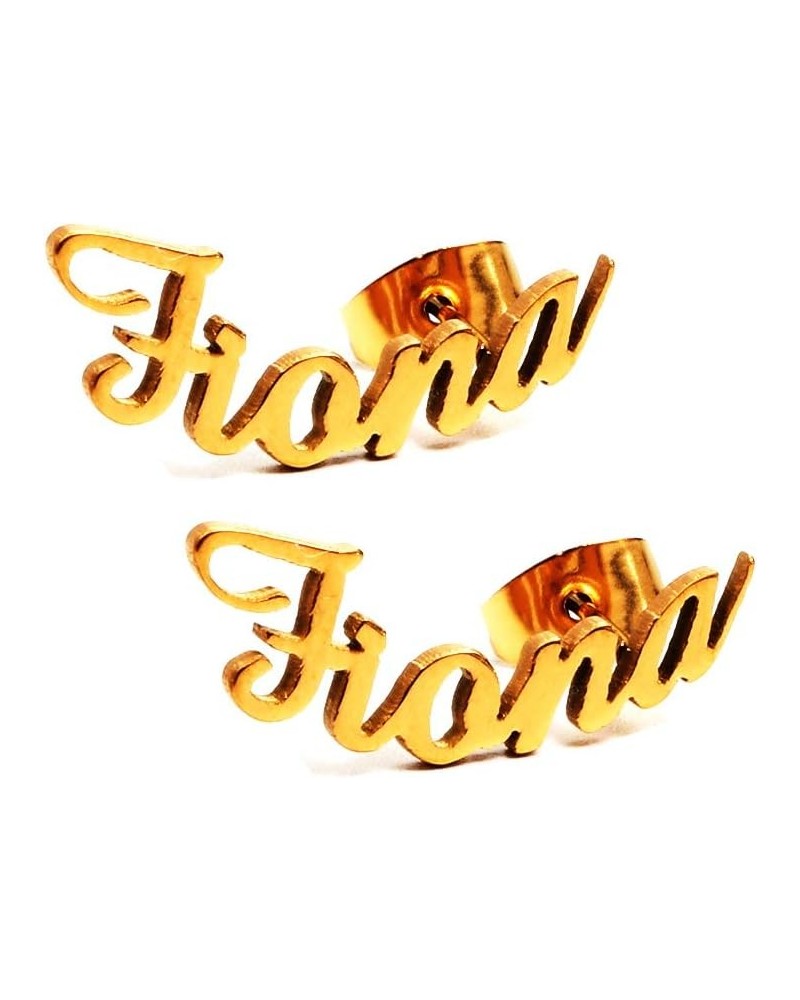 Pretty Personalized Name Earrings, Gold Plated Customized Stud Earrings for Womens Girls Fiona $10.84 Earrings