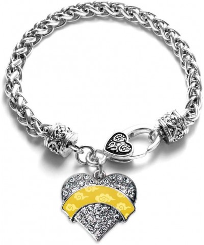 Silver Pave Heart Charm Bracelet with Cubic Zirconia Jewelry Yellow Chinese New Year Cloud Pattern $10.39 Bracelets