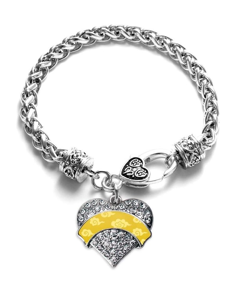 Silver Pave Heart Charm Bracelet with Cubic Zirconia Jewelry Yellow Chinese New Year Cloud Pattern $10.39 Bracelets