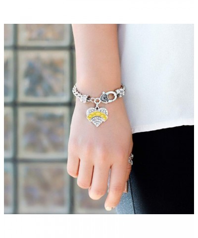 Silver Pave Heart Charm Bracelet with Cubic Zirconia Jewelry Yellow Chinese New Year Cloud Pattern $10.39 Bracelets