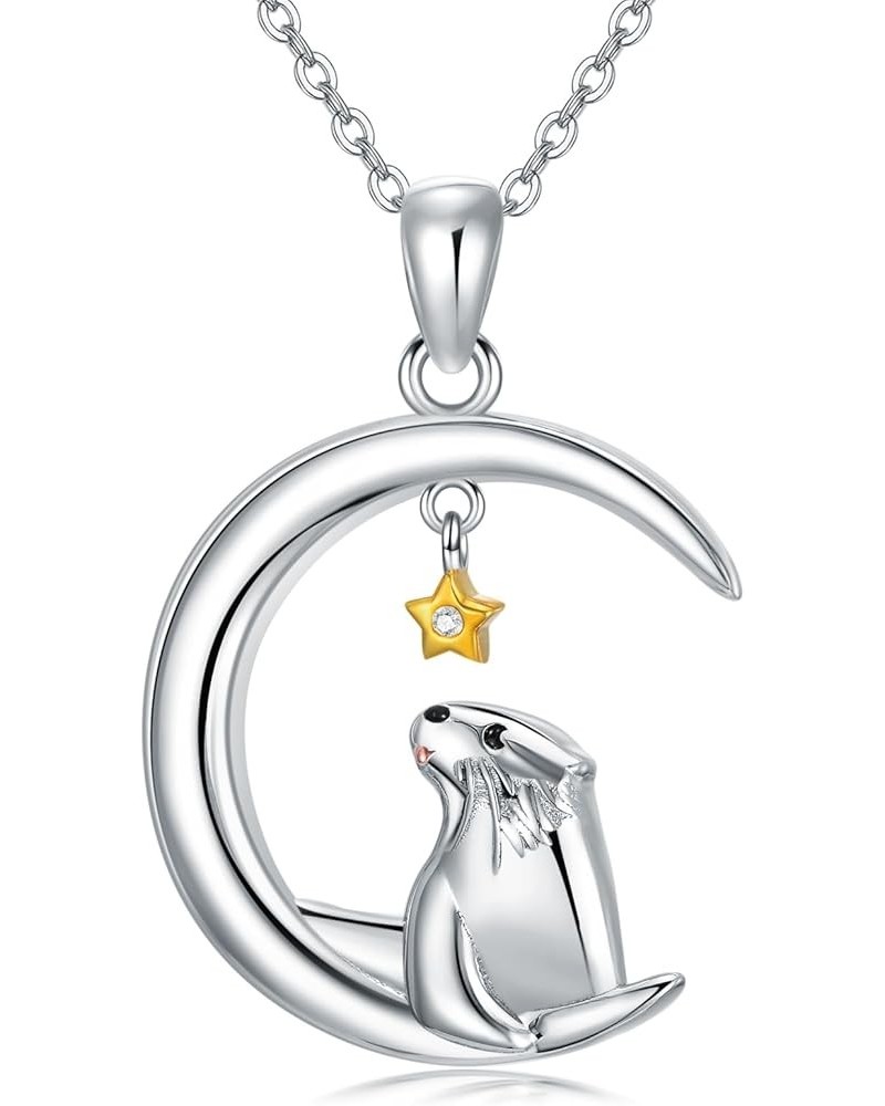 925 Sterling Silver Cute Animal Necklace Elephant/Cat/Dog/Cow/Guinea Pig/Sea Otter/Horse Pendant Necklace Jewlery Gifts for W...