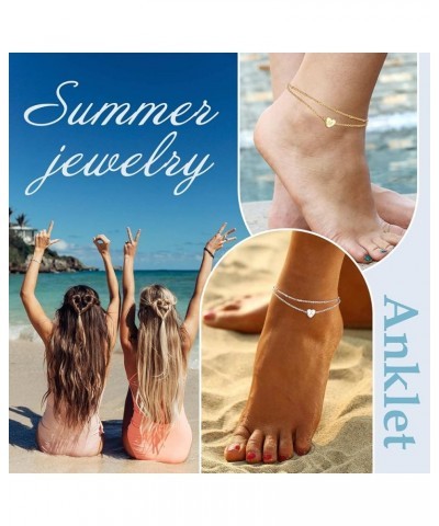 Gold Plated Heart Anklet, Summer Beach Foot Chain, A to Z Initial Ankle Bracelet, Adjustable-Send Gift Box G-golden $7.50 Ank...