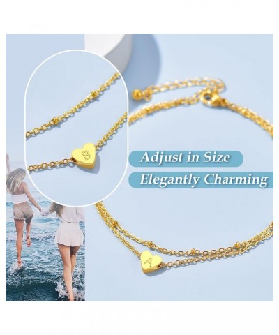 Gold Plated Heart Anklet, Summer Beach Foot Chain, A to Z Initial Ankle Bracelet, Adjustable-Send Gift Box G-golden $7.50 Ank...