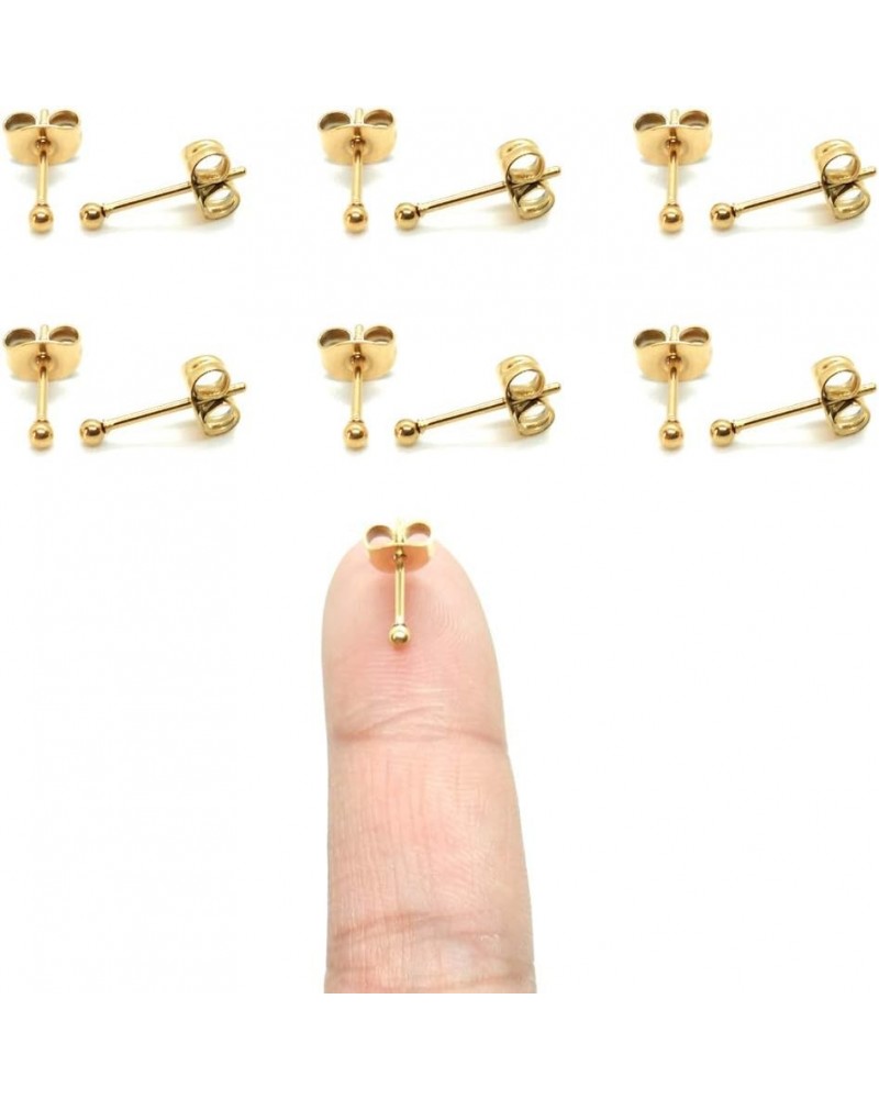 14K Gold Plating Tiny 2MM Dot Stud Earrings Mini 20G Cartilage Piercing Ear Studs Micro Ball Post Earrings for Women&Men… Gol...