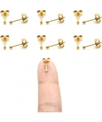 14K Gold Plating Tiny 2MM Dot Stud Earrings Mini 20G Cartilage Piercing Ear Studs Micro Ball Post Earrings for Women&Men… Gol...